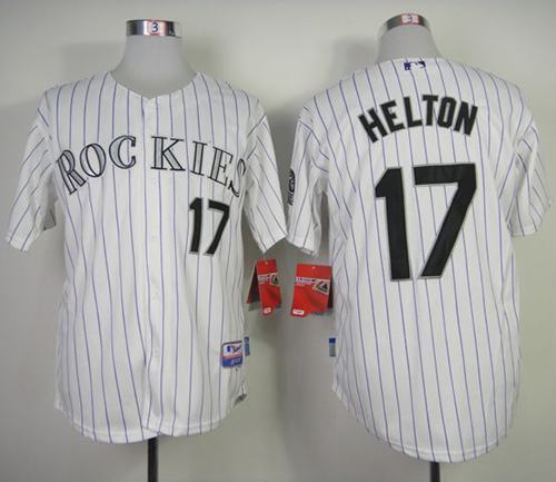 Rockies #17 Todd Helton White Strip Cool Base Stitched MLB Jersey